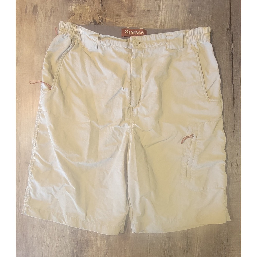 Simms Fishing Products COR3 Mens Nylon Cargo Fishing Shorts Khaki Tan Large